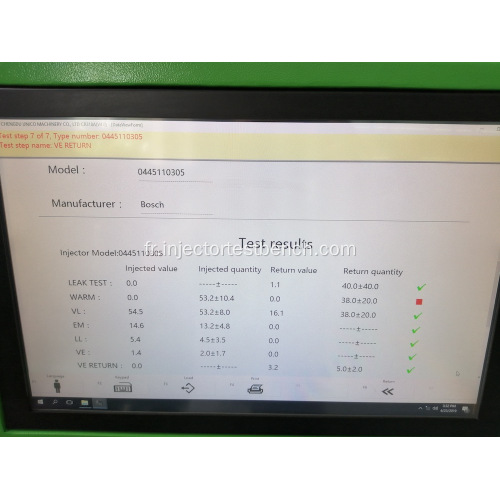 Équipement de test d&#39;injecteur diesel